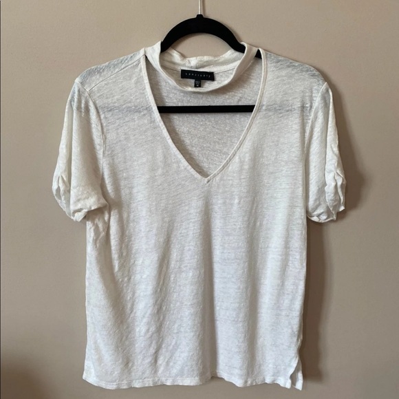 Sanctuary Women’s Medium Joanna White Linen Choker Tee - Picture 3 of 7